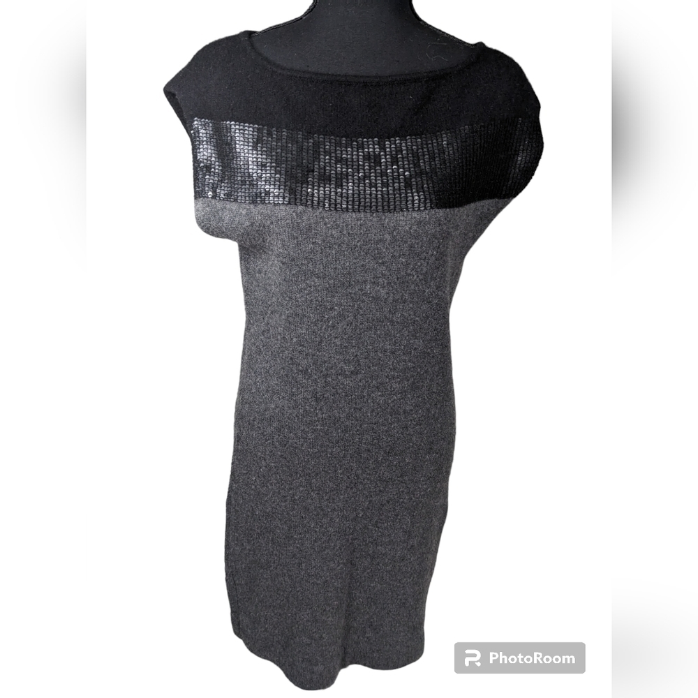 Theory cashmere mini sheath dress. Sequin embellishments. Size Medium